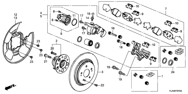 2017 Honda CR-V Caliper Sub-Assembly, Left Rear Diagram for 43019-TLA-A01