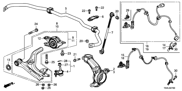 2020 Honda Civic Knuckle Right Front Diagram for 51211-TBC-A01