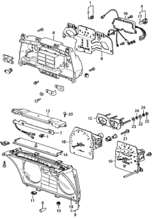 1983 Honda Civic Speedometer - Tachometer Components Diagram