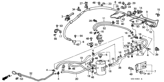 1986 Honda Accord Hose, Combination Pipe Inlet Diagram for 53734-SE0-950