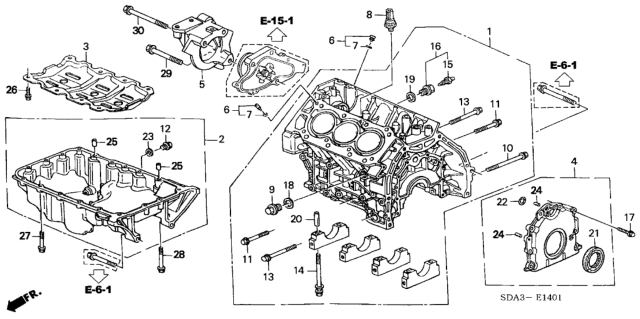 2006 Honda Accord Cylinder Block - Oil Pan (V6) Diagram