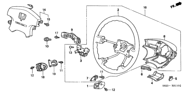 2001 Honda Accord Wheel, Steering (Graphite Black) Diagram for 78501-S82-S81ZA