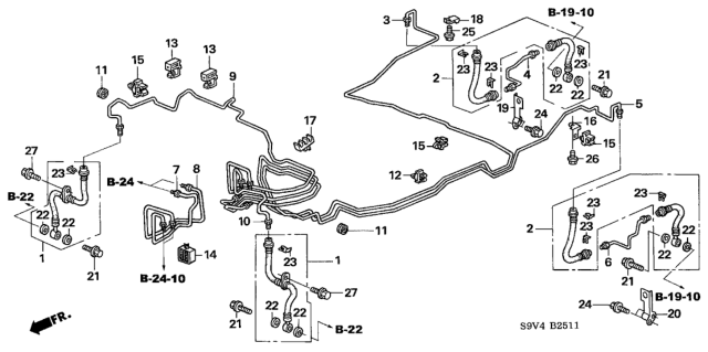 2005 Honda Pilot Clip, Brake Pipe Diagram for 46393-S9V-A01