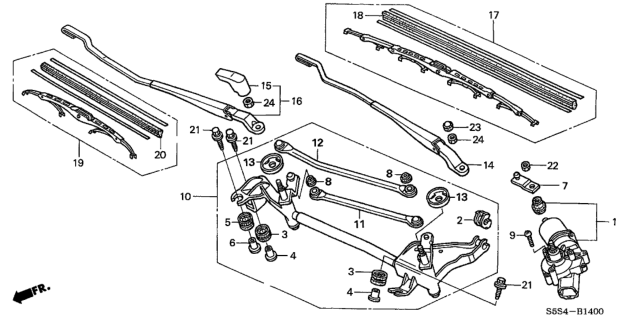 2002 Honda Civic Blade, Windshield Wiper (600MM) Diagram for 76620-S5T-A02