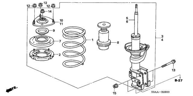 2006 Honda CR-V Shock Absorber Unit, Right Front Diagram for 51605-S9A-A22