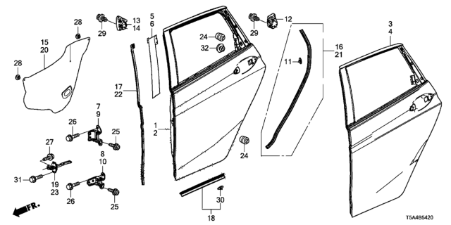 2015 Honda Fit Pad, L. RR. Door Skin Up Diagram for 72676-T5R-A00