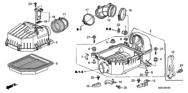 2011 Honda Civic Stay A, Air Cleaner Diagram for 17261-RNA-A50