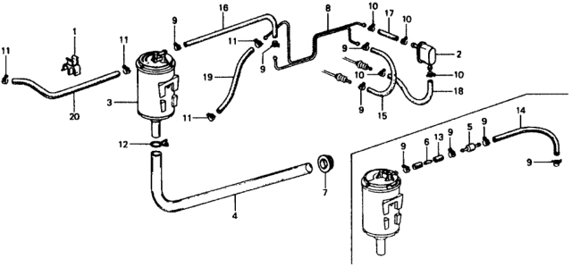 1978 Honda Civic Canister Assembly Diagram for 17300-634-672