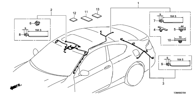 2017 Honda Accord Wire Harness, Interior Diagram for 32155-T3L-A12