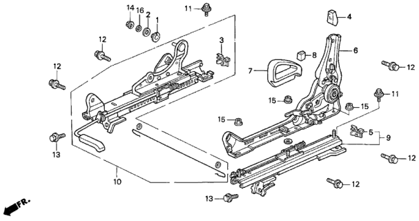 1993 Honda Prelude Adjuster, L. Reclining Diagram for 81630-SS0-A21