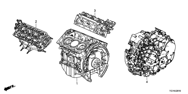 2019 Honda Pilot Engine Sub-Assembly Rear H Diagram for 10005-RLV-X00