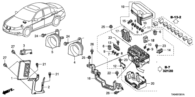 2008 Honda Accord Control Unit (Engine Room) (V6) Diagram
