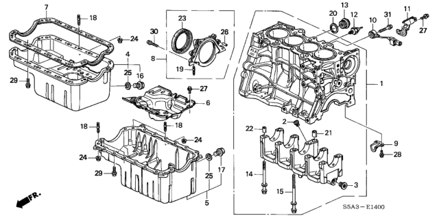 2001 Honda Civic Cylinder Block - Oil Pan Diagram