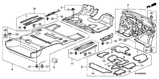2010 Honda Odyssey Floor Mat, L. Middle *G64L* (OLIVE) Diagram for 83606-SHJ-A41ZA