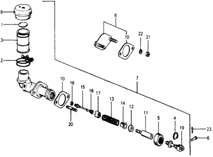 1978 Honda Accord Master Cylinder Assembly, Clutch Diagram for 46920-671-023