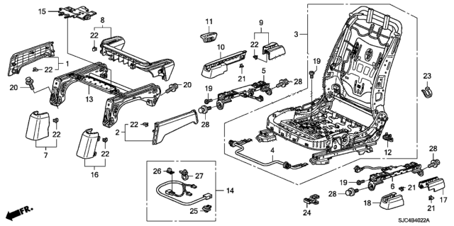 2009 Honda Ridgeline Frame, R. FR. Seat-Back Diagram for 81126-SJC-L11