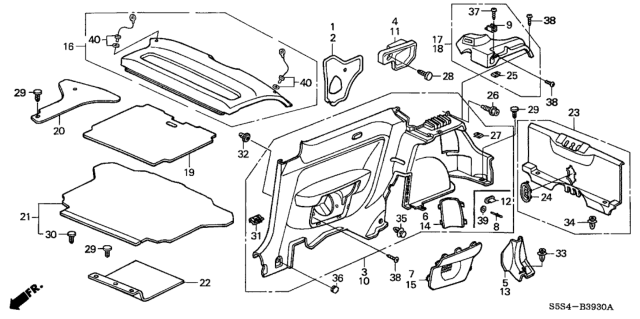 2004 Honda Civic Pad, L. RR. Side Lining (Upper) Diagram for 83781-S5T-A01