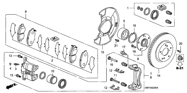 2010 Honda Civic Caliper Sub-Assembly, Right Front Diagram for 45018-SNB-000