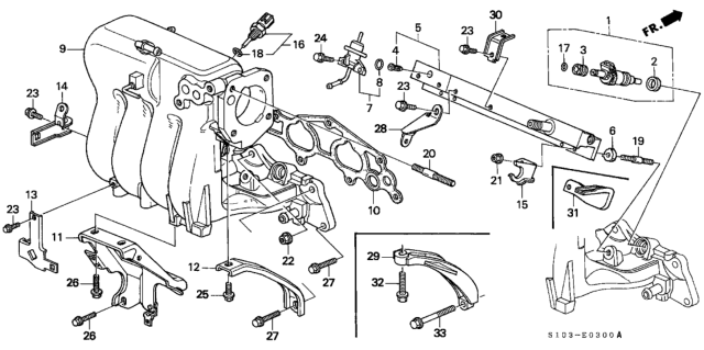 1998 Honda CR-V Stay, Fuel Pipe Diagram for 16622-P3F-A00