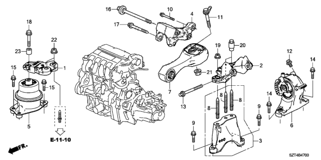 2011 Honda CR-Z Bracket, Transmission Mountingbase (MT) Diagram for 50655-SZT-003