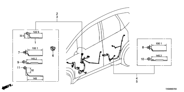 2014 Honda Fit EV Wire Harness, L. RR. Door Diagram for 32754-TK6-A10