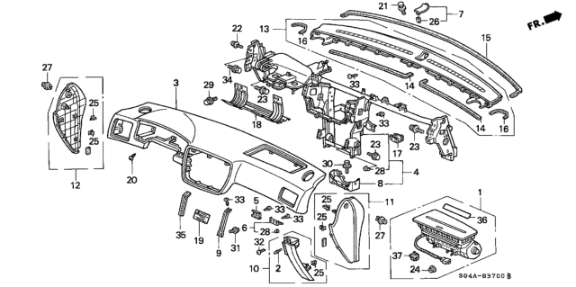 1999 Honda Civic Airbag Assembly, Passenger (Excel Charcoal) Diagram for 06780-S02-A70ZA