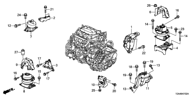 2016 Honda Accord Engine Mounts (V6) Diagram