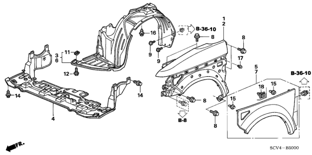 2005 Honda Element Cladding, L. FR. *NH533* (BUMPER DARK GRAY) Diagram for 74165-SCV-A10ZC