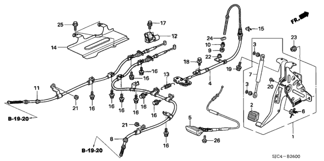 2006 Honda Ridgeline Wire B, Driver Side Parking Brake Diagram for 47560-SJC-A02