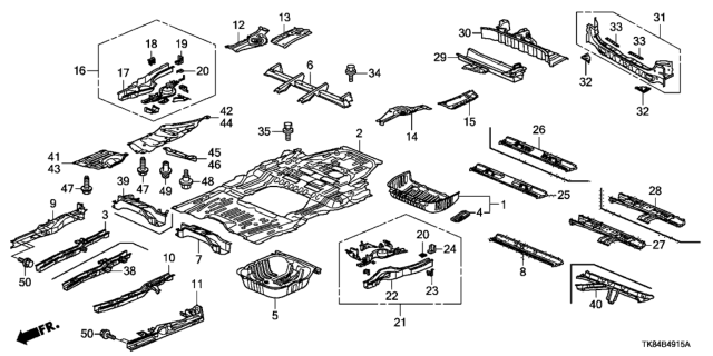 2013 Honda Odyssey Extension A, L. RR. Floor Diagram for 65566-TK8-A00ZZ