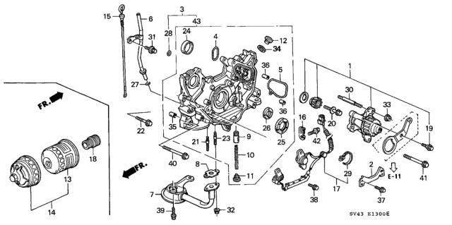 1995 Honda Accord Pump Assembly, Oil Diagram for 15100-PT0-020