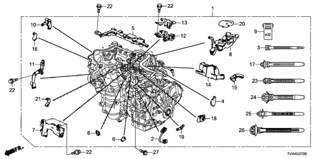 2018 Honda Accord Holder, Engine Wire Harness (Block)(FR) Diagram for 32127-6A0-A00