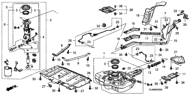 2008 Honda Fit Module Assembly, Fuel Pump Diagram for 17045-SLN-A01
