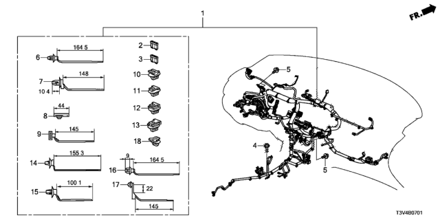 2014 Honda Accord Wire Harness, Instrument Diagram for 32117-T3V-A00