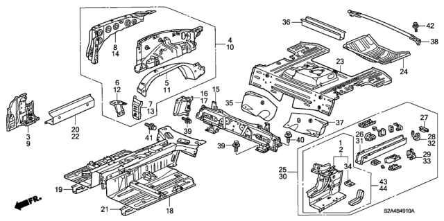 2004 Honda S2000 Panel, R. Middle Floor Diagram for 65706-S2A-A00ZZ