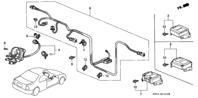 1996 Honda Accord Reel Assembly, Cable Diagram for 77900-SV4-A81