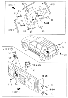 1999 Honda Passport Stay Assembly Gas, Driver Side Hatch Gate Diagram for 8-97124-871-3