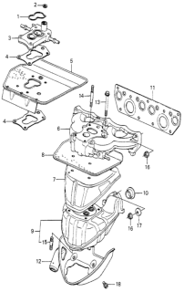 1980 Honda Accord Carburetor Insulator  - Manifold Diagram