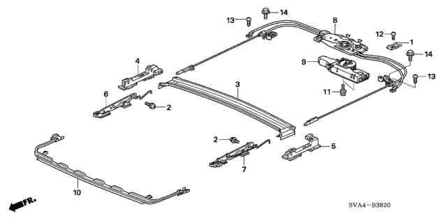 2007 Honda Civic Cable Assembly, Sunroof Diagram for 70400-SVA-A01