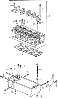 1985 Honda Accord Cylinder Head Assembly Diagram for 12100-PD6-000