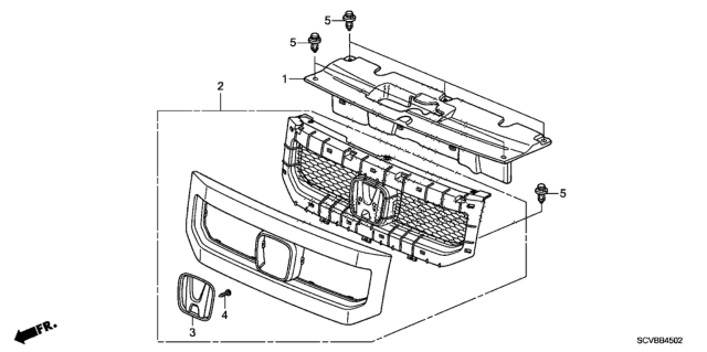 2011 Honda Element Grille Assembly, Front (Silver Metallic) Diagram for 75100-SCV-A51ZD