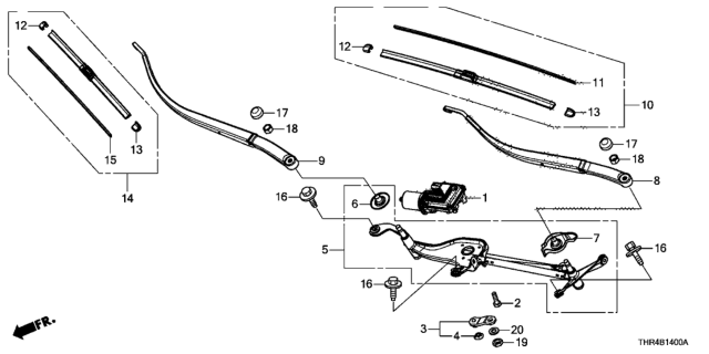 2021 Honda Odyssey Arm, Windshield Wiper Diagram for 76600-THR-A02