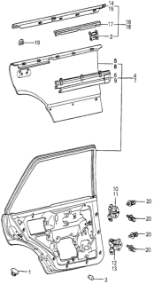 1979 Honda Accord Molding, R. RR. Door Diagram for 76801-672-010