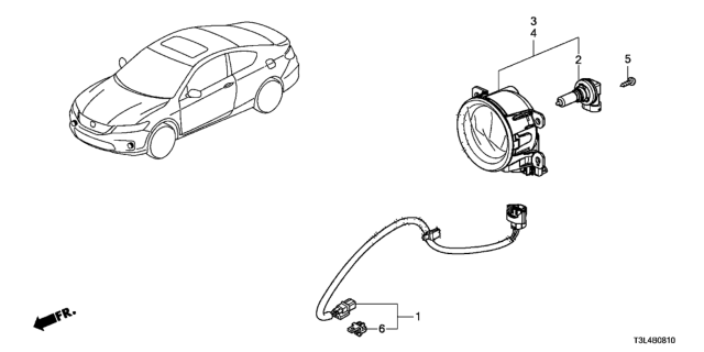 2014 Honda Accord Sub-Wire, L. FR. Fog Diagram for 32219-T3L-000