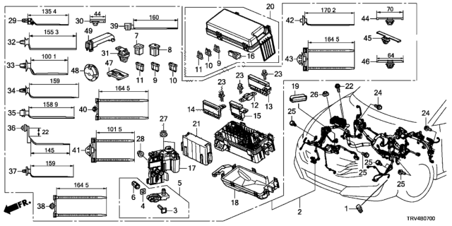 2019 Honda Clarity Electric Clip, Band Harness (Seal) Diagram for 91545-TY2-003