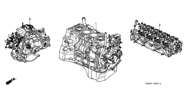 2001 Honda Accord General Assy., Cylinder Block (DOT) Diagram for 10002-PAA-L03