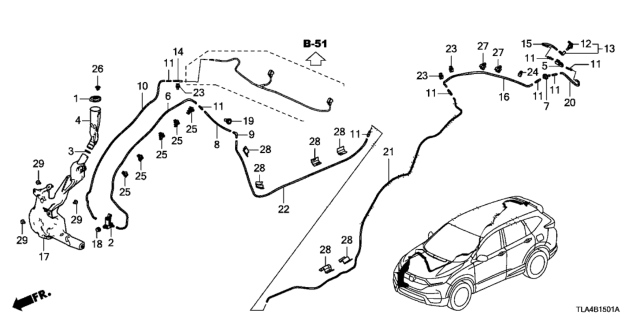 2019 Honda CR-V Clip, Tube & Harness Diagram for 91520-TLA-A01