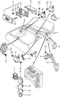 1979 Honda Prelude Horn Assembly (High) (Mitsuba) Diagram for 38150-671-672