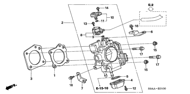 2006 Honda CR-V Gasket, Throttle Body Diagram for 16176-PPA-004