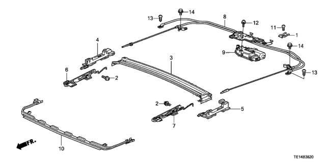 2012 Honda Accord Sliding Roof Components Diagram